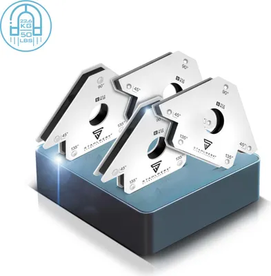 Produktbild von STAHLWERK 4 x Magnet-Schweißwinkel 45° x 90° x 135°, 22,6 kg / 50 lbs 4er Set