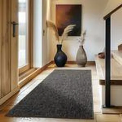 Zdjęcie produktu dla Moderner Kurzflorteppich mit dezenter Struktur - schlicht und stilvoll für Wohnzimmer und Schlafzimmer, Rozmiar: 80 x 150 cm, Kolor: Antracytowy
