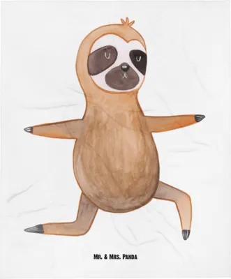 Produktbild von Mr. & Mrs. Panda Plaid Faultier Yoga - Weiß - Geschenk, Babydecke, Meditation, Erstlingsdecke, Schlummerdecke, Namaste, Fleecedecke, Kinderdecke
