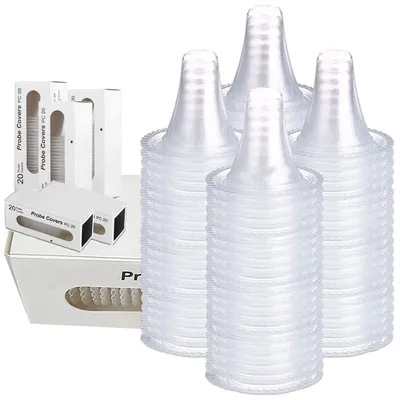 Produktbild von 100er-Pack Ohrthermometer-Sondenabdeckungen, Linsenfilter, Nachfüllpackung, Nachfüllabdeckungen für alle Thermometermodelle, digitale Thermometer, Einwegabdeckungen (100)
