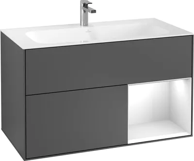 Produktbild von Villeroy & Boch Waschtischunterschrank FINION 996 x 591 x 498 mm Regalelement Gold Matt Glossy White Lacquer