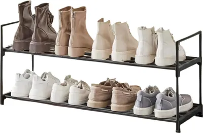 Produktbild von 2-stöckiges Schuhregal aus Metall – Schuhregal – 92 x 30 x 33 cm