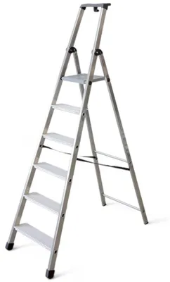 Immagine prodotto di Scala in alluminio con gradini e pedana antiscivolo normativa EN131 sicurezza e comodità di salita - 6 gradini 53x118xH212 cm