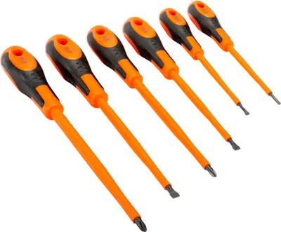 Produktbild von Bahco Schraubendreher-Satz mit 2-Komponenten-Griff für Schlitz-, PH1- und PH2-Phillips-Schrauben, 3-6,5 mm - 6-tlg.