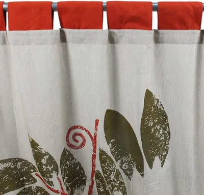 Zdjęcie produktu dla Czerwono-beżowa bawełniana zasłona z zakładkami 140x260