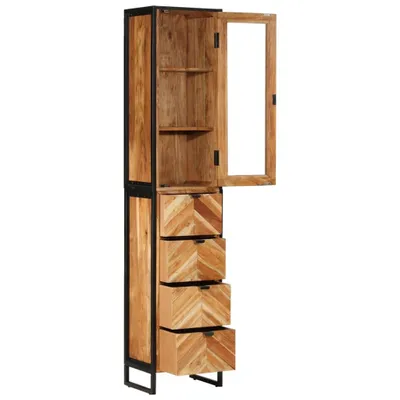 Immagine prodotto di Mobile da Bagno 40x27x190 cm in Ferro e Legno Massello Acacia