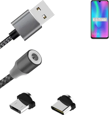 Produktbild von K-S-Trade Hochwertiges Magnet-Lade-kabel Sync-Kabel Daten-Kabel für Huawei Honor 10 Lite mit USB-Typ-C-Anschluss und Micro-USB-Anschluss 2A bis zu