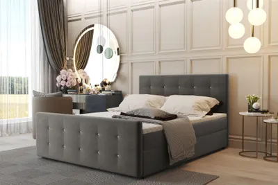 Produktbild von Boxspringbett Schlafzimmerbett CARLOS 180x200cm Stoff Soro Graubraun inkl.Bettkasten