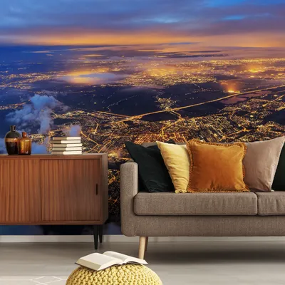 Produktbild von Muralo XXL Vlies FOTOTAPETE STADT Nacht Aussicht Vogelperspektive (B) 416 cm x (H) 254 cm Tapete Wandtapete WOHNZIMMER SCHLAFZIMMER 4588