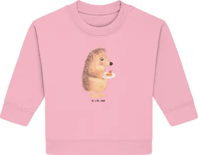 Produktbild von Mr. & Mrs. Panda Organic Baby Pullover Igel Kuchenstück 6. - 12. Monat - Baumwolle Pink - Geschenk, Torte, Bullover, Kuchen Backen, Lustige Sprüche, Essen Spruch