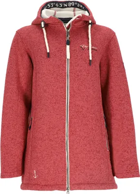 Produktbild von Dry Fashion Damen Wollfleece-Mantel Amsterdam mit taillierten Schnitt - Fleecemantel mit verstellbarer Kapuze in Altrosa Melange Größe 48