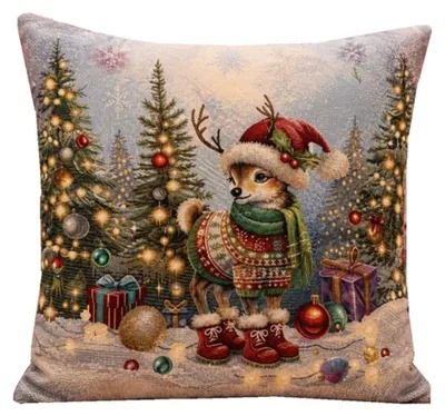 Obrázek produktu pro Gobelínový povlak na polštář 45x45cm - Vánoční srneček