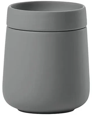 Productafbeelding van Opbergdoos met deksel voor badkameraccessoires - keramische bewaardoos 290ml - grijs