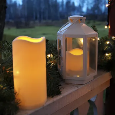 LED Stumpenkerze 'Paul' - flackernde LED - H: 11,5cm - Batteriebetrieb - Timer - outdoor - creme