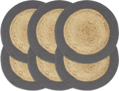 Obrázok produktu pre Podložky v elegantnom štýle 6 ks. Prírodná a antracitová 38 cm juta a bavlna DE91624