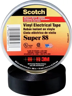 Zdjęcie produktu dla 3M SUPER88-25X33 Taśma izolacyjna Scotch® czarna (dł. x szer.) 33 m x 25 mm 1 rolka (SUPER88-25X33)