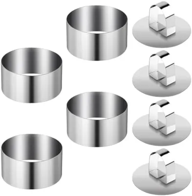 Produktbild von PolkaHome® Set von 4 Dessertringen und Dinerringen – Edelstahl – 8 cm – für Torten, Mousses, Desserts und mehr – ofenfest