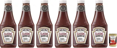 Produktbild von 6x Heinz Salsa Barbecue BBQ Sauce,Sauce mit Rauchigen Geschmack,875ml Squeeze Flasche + Italian Gourmet Polpa di Pomodoro 400g Dose