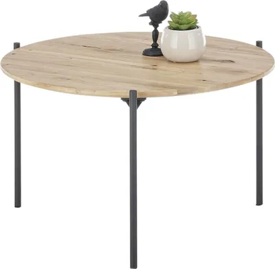 Produktbild von Couchtisch Assuan | Eiche massiv | rund | Eiche / schwarz | 55 cm