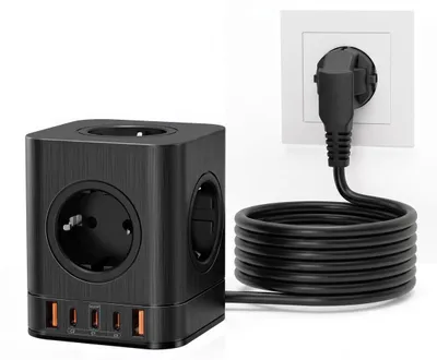 Obrázek produktu pro Prodlužovací kabel zásuvka - S kabelem - S USB - S vypínačem
