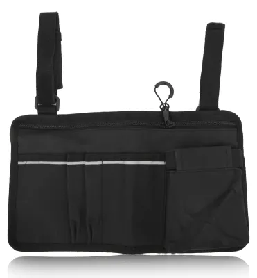 Productafbeelding van Zijwaartse opbergtas voor rolstoelen, organizer, waterdicht, armleuningtas met meerdere vakken en een reflecterende streep, gemaakt van Oxford-stof