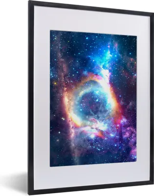Produktbild von MuchoWow® Gerahmtes Poster Weltraum - Sterne - Regenbogen 30x40 cm - Poster mit Schwarzem Bilderrahmen Wandposter Rahmen Foto Bilder - Wandposter Schlafzimmer