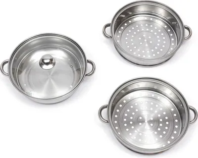 Image de Marmite à vapeur/casserole en acier inoxydable, fond à 3 couches, universel pour induction et gaz