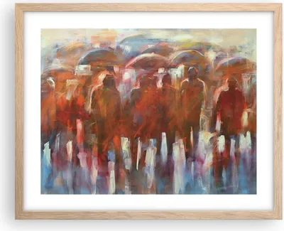 Produktbild von Gerahmtes Poster - Rahmen in heller Eiche - Regenschirme Menschen Handwerk - 50x40 cm - Wand Bild - Wanddeko - Wandbilder - Wandposter - Bilderrahmen - Bilder - Kunstdruck - Wandbild - P2NAA50x40-4260