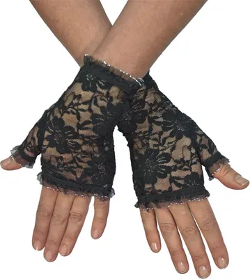 Produktbild von Damen Spitze Handschuhe elegant fingerlos, schwarz