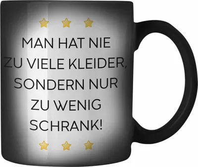 Produktbild von Trendation - Lustige Farbwechsel Zauber-Tasse mit Spruch für Frauen Männer Arbeit Büro Lustig Farbwechsel Zauber-Tassen Becher mit Sprüchen Kollegin Geschenk Sarkasmus Zu Wenig Schrank (Schwarz)
