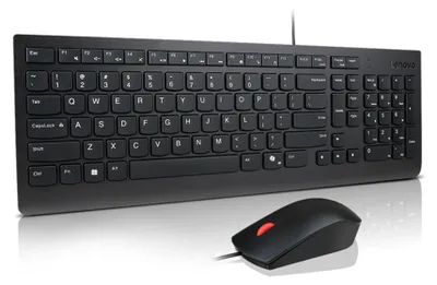 Zdjęcie produktu dla Lenovo 4X31R64420, Pełnowymiarowy (100%), Przewodowa, USB, Czarny, Dołączona myszka