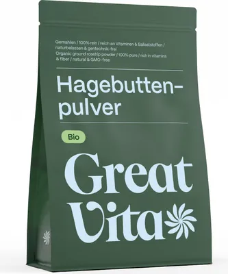 Produktbild von GreatVita Hagebuttenpulver 1000g | fein gemahlen, natürlich & rein aus biologischem Anbau