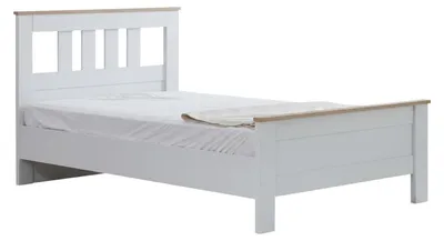 Image de Lit blanc, lit en bois, lit pour adolescents, style minimaliste, chambre d'adolescent, chambre à coucher moderne