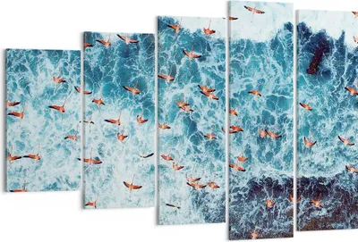 Produktbild von Bild auf Leinwand - Leinwandbild - 5 Teile - Flamingos Karibik Vögel - 150x100cm - Wand Bild - Wanddeko - Wandbilder - Leinwanddruck - Bilder - Wanddekoration - Leinwand bilder - EG150x100-5013