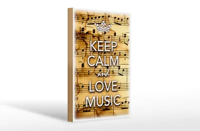 Produktbild von Holzschild Spruch 20x30cm Keep Calm and love music