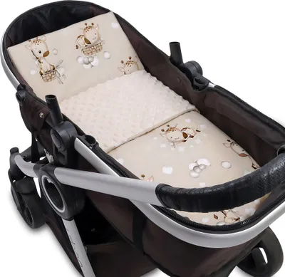 Produktbild von Babydecke Set mit Kissen Kuscheldecke Winterdecke 75x60 cm zweiseitig Giraffen