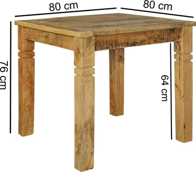 Produktbild von Esstisch RUSTICA 80 x 80 x 76 cm Mango Massivholz