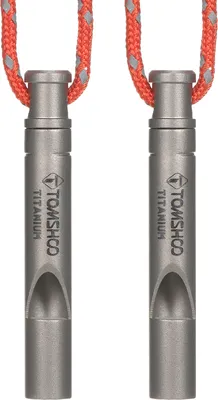 Zdjęcie produktu dla TOMSHOO Ultralekki tytanowy gwizdek ratunkowy z kablem Outdoor Survival Camping Hiking Exploring, 2-pak