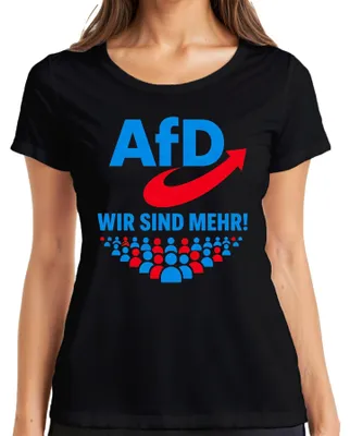 Produktbild von AfD Wir Sind Mehr Patriotismus Deutschland Statement Sarkasmus Damen T-Shirt, Schwarz, L