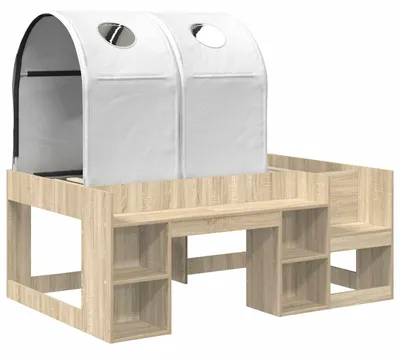 Produktbild von vidaXL Bett mit Tunnel 3 Stk. Sonoma-Eiche und Weiß Holzwerkstoff
