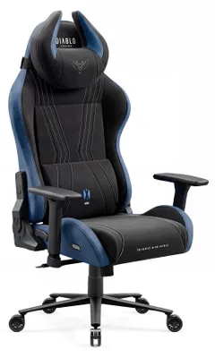 Zdjęcie produktu dla Fotel gamingowy Diablo X-Horn 2.0, fotel biurowy, fotel do biurka, ergonomiczna konstrukcja z tkaniny, czarno-niebieski, rozmiar standardowy