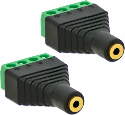 Produktbild von 2X Klinken Buchse 2,5mm Adapter > Terminal Block 4-Pin Schraub Klemmen Vergoldet