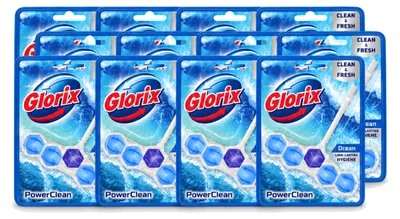 Produktbild von 12 x Glorix Toiletblock Power Clean Ocean - Vorteilspackung - 12 Stücke
