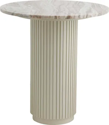 Zdjęcie produktu dla FURNLUX Stół do jadalni Erie Marble White And Beige 70 cm / Kolor główny: beżowy / Wymiary: 70 x 70 x 75 cm
