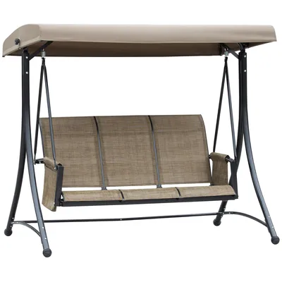 Produktbild von Outsunny Hollywoodschaukel mit Seitentasche, 3-Sitzer Gartenschaukel mit verstellbarem Sonnendach, Schaukelbank belast bis 300kg, für Garten, Terrasse