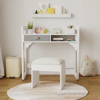 Productafbeelding van GarveeLife kinderbureau met stoel, kindertafel en stoel met 2 lades