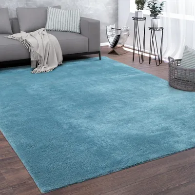 Produktbild von Teppich Kurzflor waschbar Unifarben Wohnzimmer schmutzabweisend Türkis Rechteckig 200x280 | 100% Polyester | Florhöhe: 10 mm | pflegeleicht