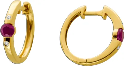 Produktbild von Rubin Creolen Gold 585 14K rote Edelsteine Natur Diamanten 0.03ct