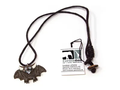 Produktbild von Kette Fledermaus, Holzanhänger Ketten Modeschmuck Holzkette Fledermäuse Vampire Vampir Tier Tiere