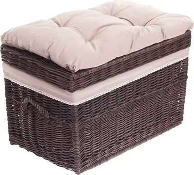 Zdjęcie produktu dla Szafka na pościel Skrzynia na pościel ciemnobrązowa z wykończeniem i poduszkami 70X43 H44 CM